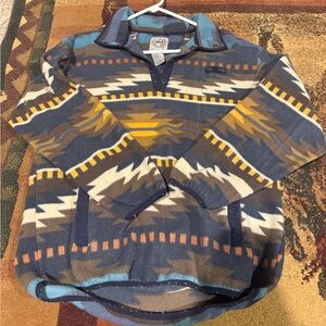 Cinch Kids Aztec Pattern Fleece Hoodie - Blue and Yellow